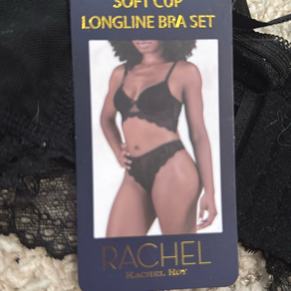 Rachel Roy Longline Bra and Thong Set 34B Small New Panty  with Tag